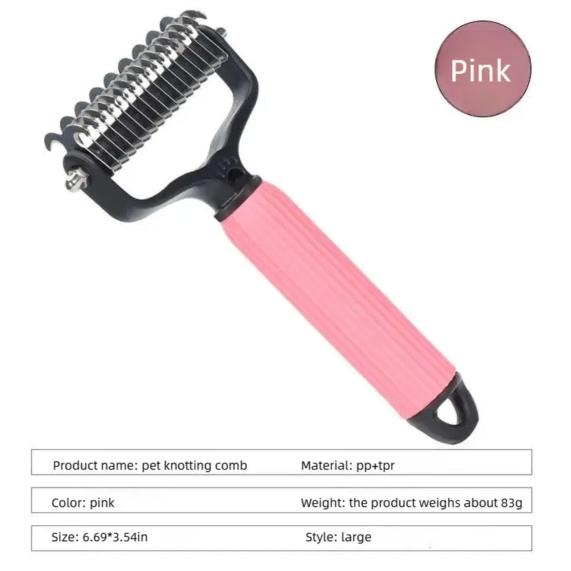 Ultimate Pet Grooming Tool - Double-Sided Stainless Steel Detangling Comb for Dogs, Effortless Shedding & Matted Hair Removal, Essential Daily Coat Care Supplies