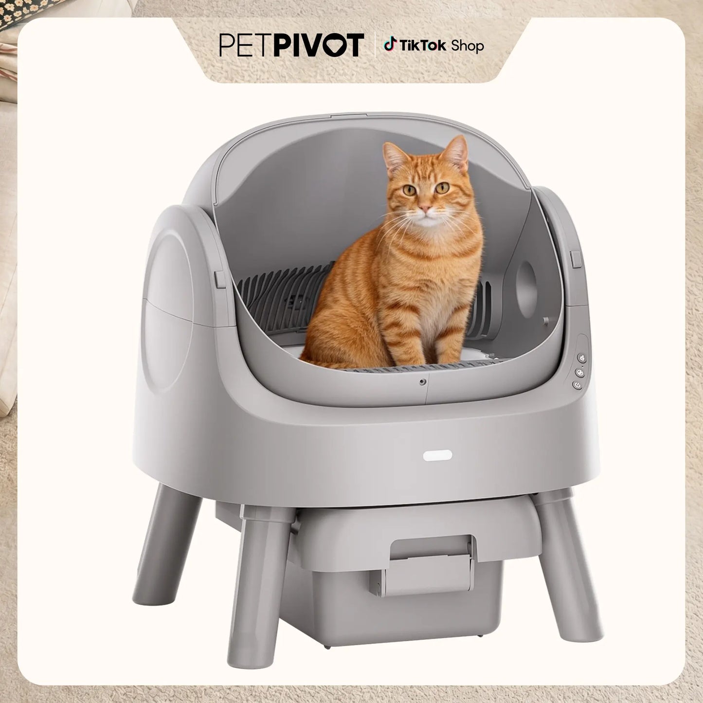 Petpivot Autoscooper 11: Self-Cleaning Open-Top Cat Litter Box with Odor-Free Waste Disposal & Trash Bags - Perfect for Summer Pet Lovers!