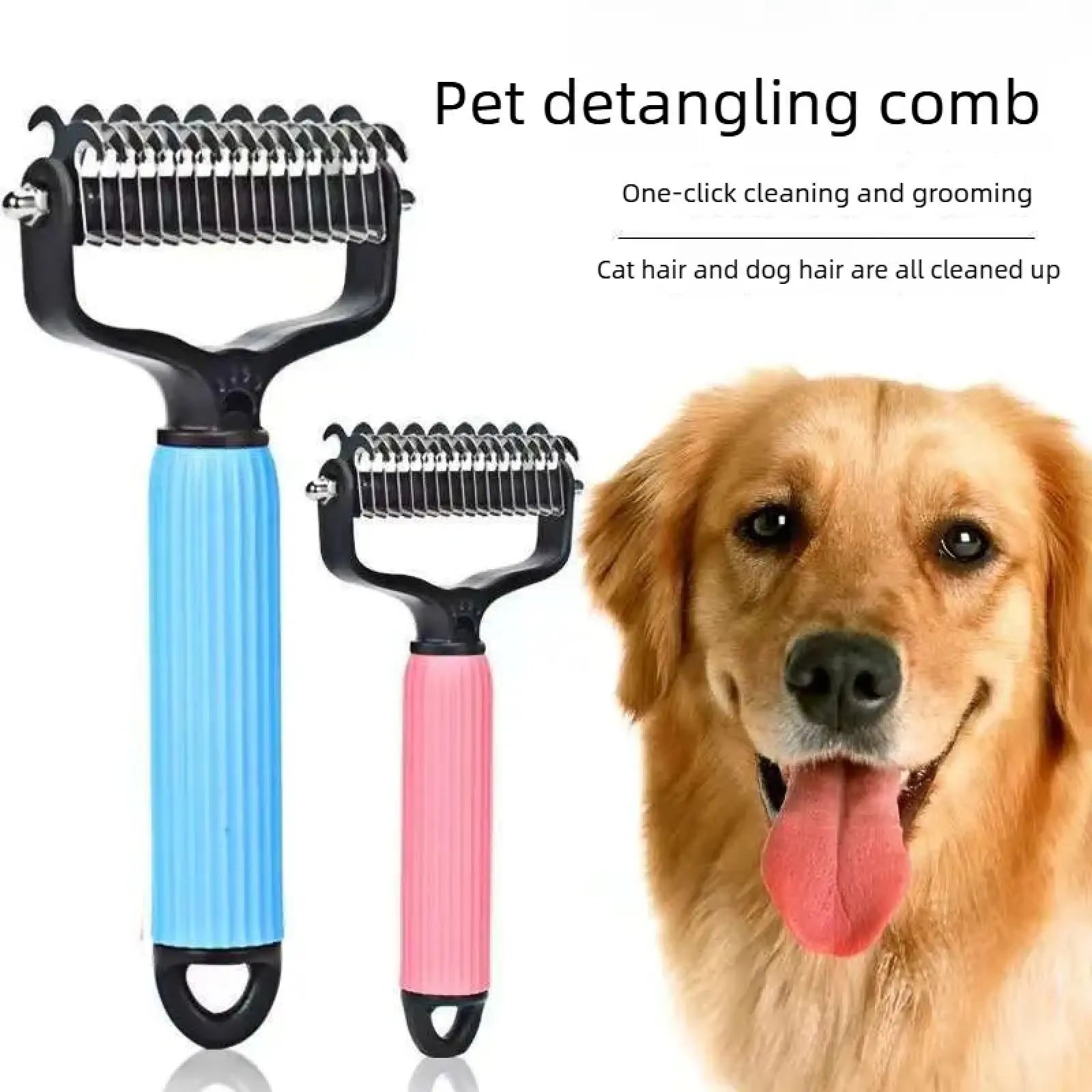 Ultimate Pet Grooming Tool - Double-Sided Stainless Steel Detangling Comb for Dogs, Effortless Shedding & Matted Hair Removal, Essential Daily Coat Care Supplies