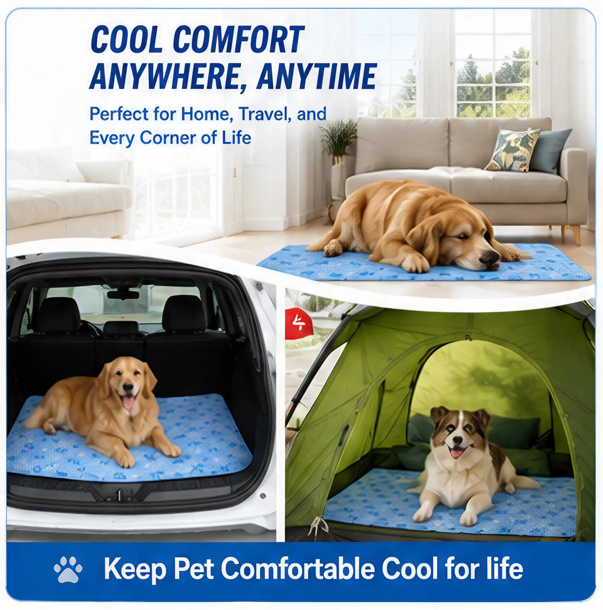 Ultimate Pet Cool Pad - Washable Gel & Waterproof Ice Silk for Dogs & Cats, Perfect for Couch & Crate (Sizes S-L)