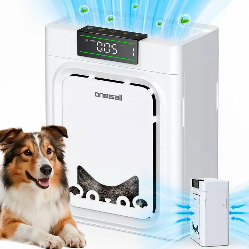 Oneisall Pet-Friendly Air Purifier - 3-in-1 HEPA Filter with Activated Carbon for Odor Removal & Allergen Relief