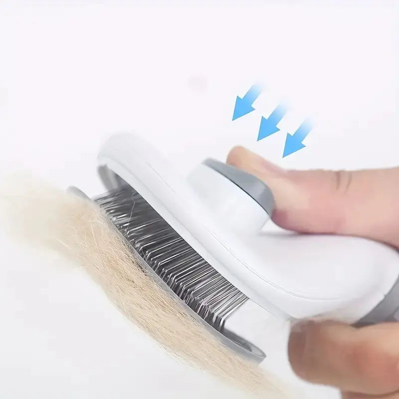 Effortless Pet Grooming: Self-Cleaning One Button Hair Removal Comb for Cats & Dogs - Must-Have from Tiktok Shop!