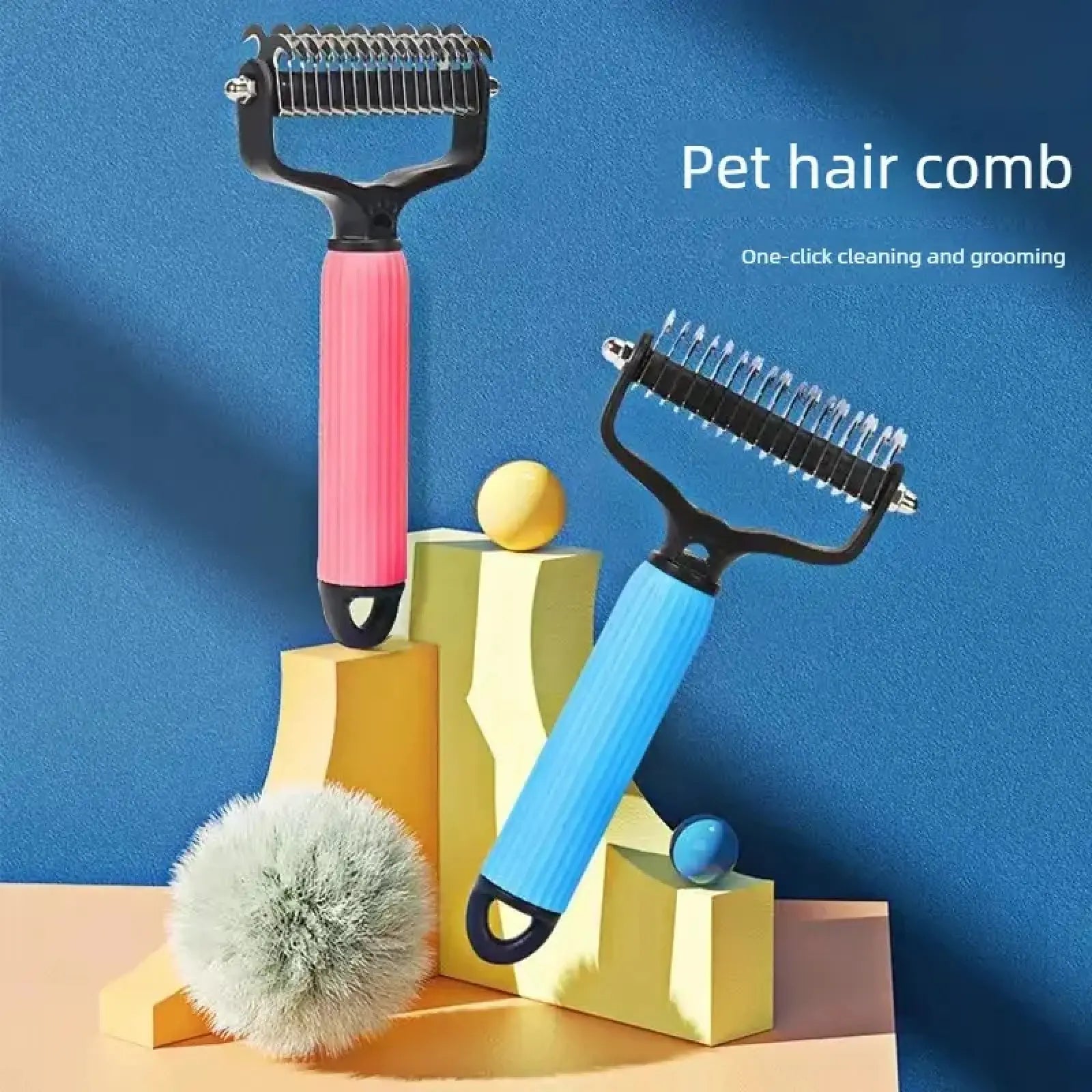 Ultimate Pet Grooming Tool - Double-Sided Stainless Steel Detangling Comb for Dogs, Effortless Shedding & Matted Hair Removal, Essential Daily Coat Care Supplies