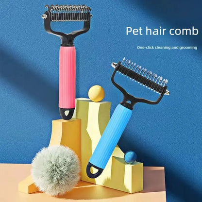 Ultimate Pet Grooming Tool - Double-Sided Stainless Steel Detangling Comb for Dogs, Effortless Shedding & Matted Hair Removal, Essential Daily Coat Care Supplies