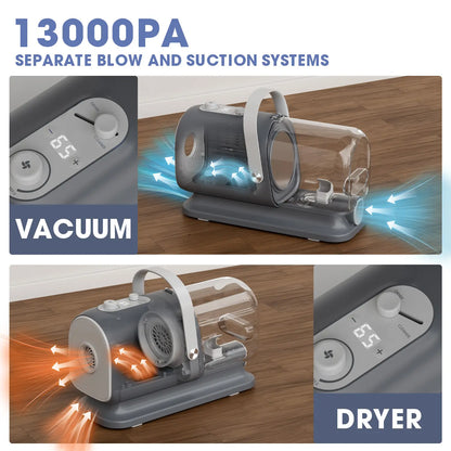 Geoorood All-In-One Dog Grooming Kit with Vacuum Brush - Powerful 13Kpa Suction, Lightweight Design, Stainless Steel Blades - Perfect for Pet Lovers!