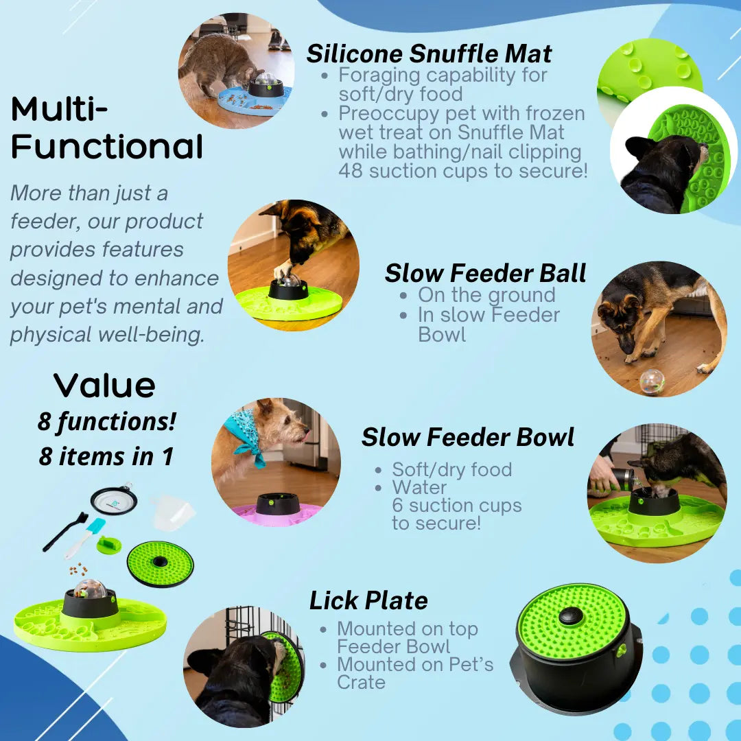 Interactive 8-In-1 Slow Feeder Snuffle Mat Puzzle for Dogs and Cats