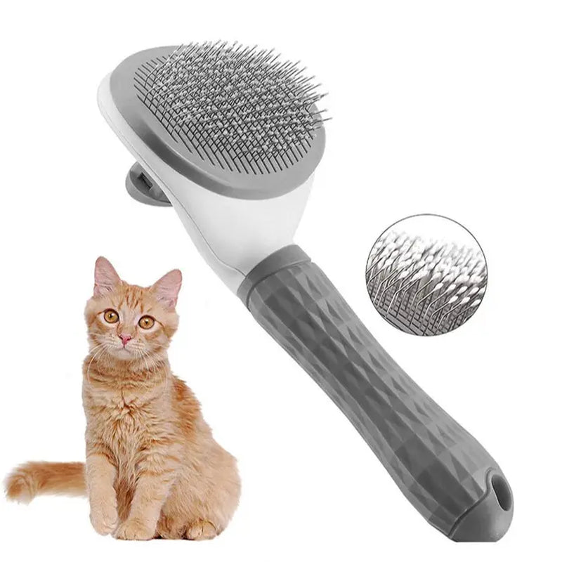 Effortless Pet Grooming: Self-Cleaning One Button Hair Removal Comb for Cats & Dogs - Must-Have from Tiktok Shop!