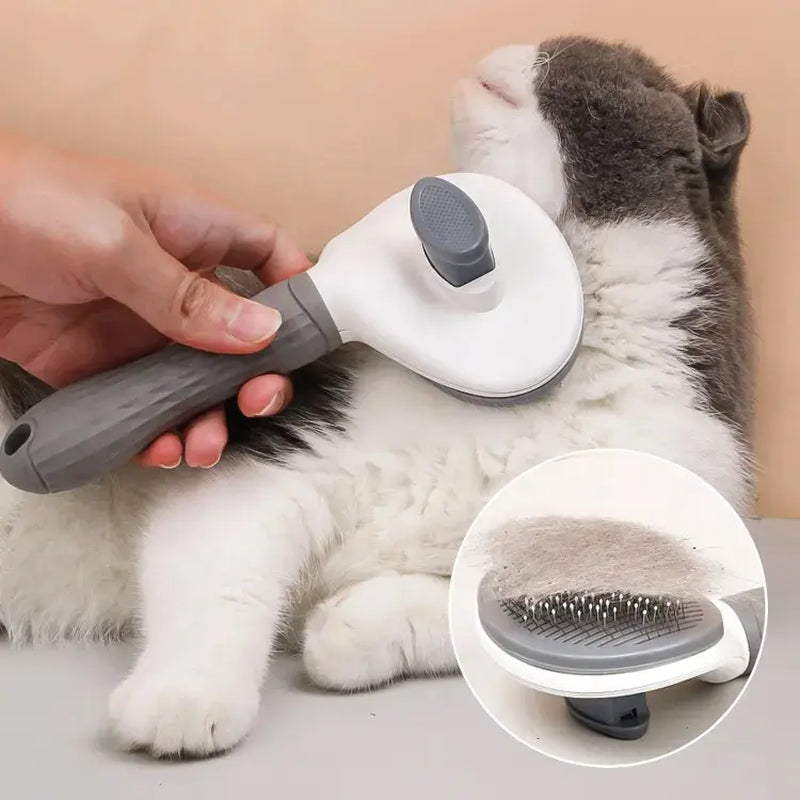 Effortless Pet Grooming: Self-Cleaning One Button Hair Removal Comb for Cats & Dogs - Must-Have from Tiktok Shop!