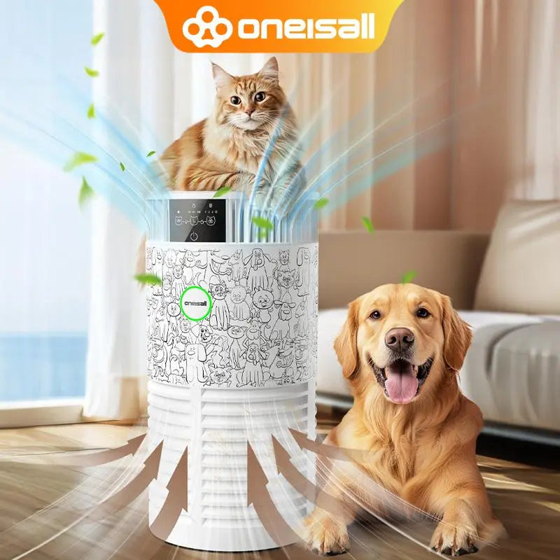 Oneisall Pet-Friendly Air Purifier - 3-in-1 HEPA Filter with Activated Carbon for Odor Removal & Allergen Relief