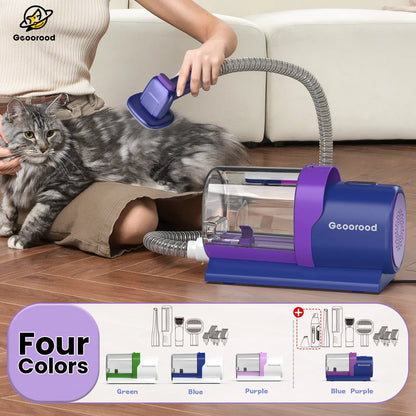 Geoorood All-In-One Dog Grooming Kit with Vacuum Brush - Powerful 13Kpa Suction, Lightweight Design, Stainless Steel Blades - Perfect for Pet Lovers!