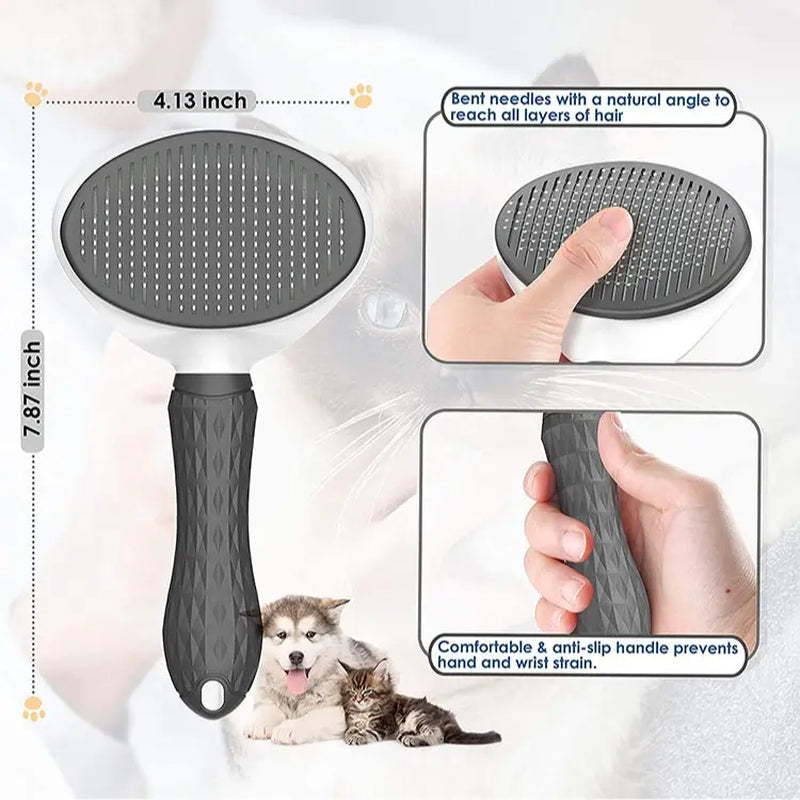 Effortless Pet Grooming: Self-Cleaning One Button Hair Removal Comb for Cats & Dogs - Must-Have from Tiktok Shop!