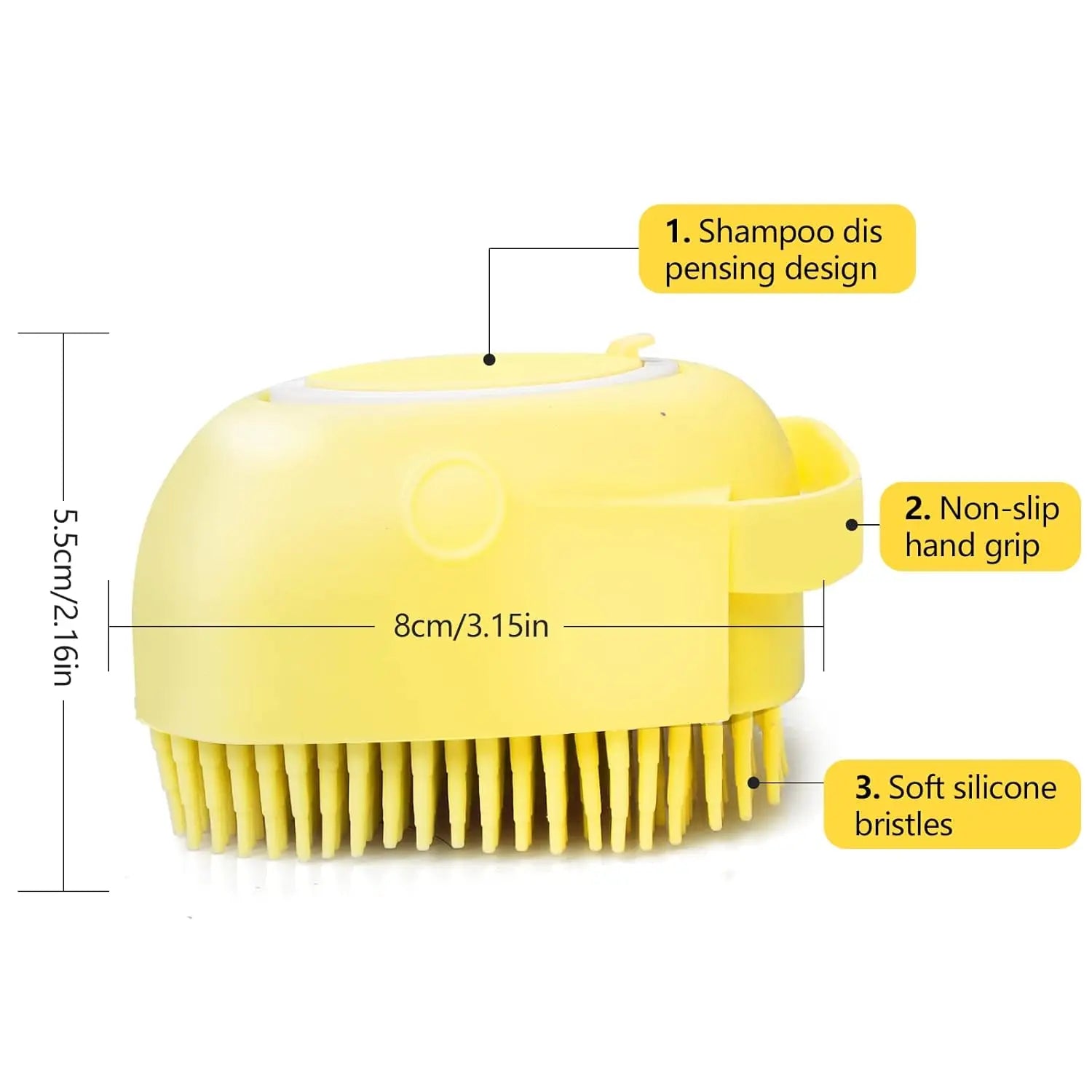 Pet Bath Massage Brush & Soap Dispenser - Silicone Shampoo Massager for Dogs & Cats