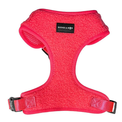 Fluorescent Pink Adjustable Teddy Fabric Dog Harness - Perfect for Stylish Pups!